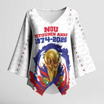 Custom Haiti Grenadye Alaso Kimono Sleeve Blouse White Nou Retounen Anko 1974-2026 - African Pride