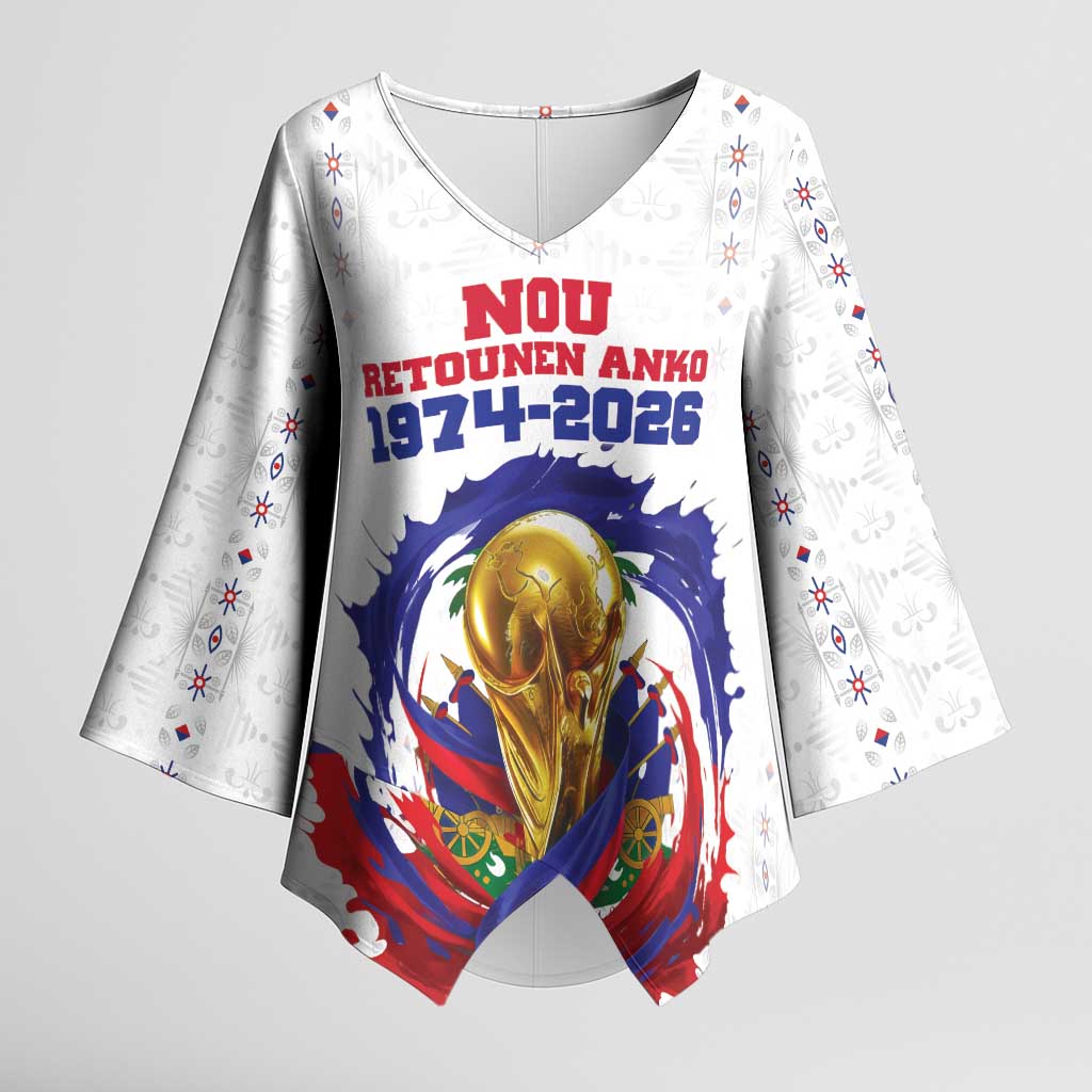 Custom Haiti Grenadye Alaso Kimono Sleeve Blouse White Nou Retounen Anko 1974-2026 - African Pride