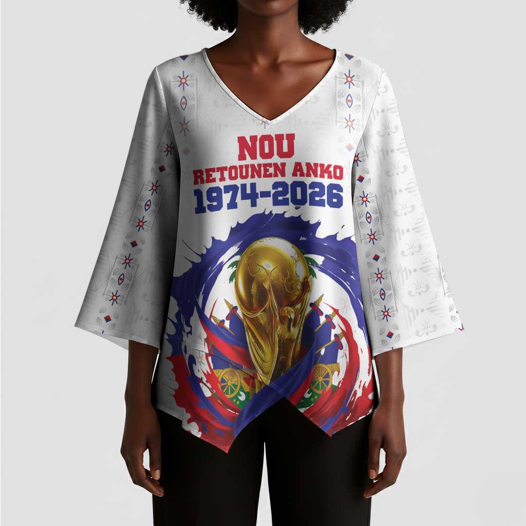 Custom Haiti Grenadye Alaso Kimono Sleeve Blouse White Nou Retounen Anko 1974-2026 - African Pride
