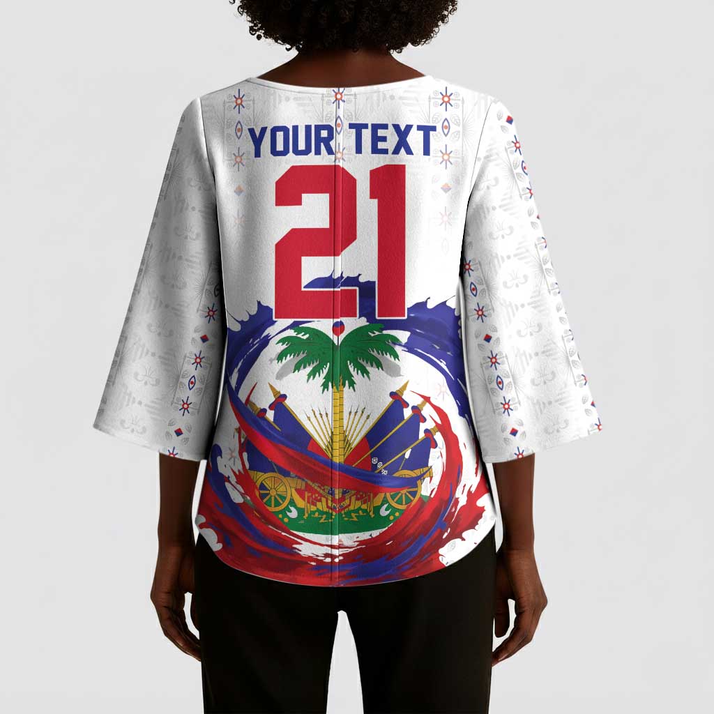 Custom Haiti Grenadye Alaso Kimono Sleeve Blouse White Nou Retounen Anko 1974-2026 - African Pride