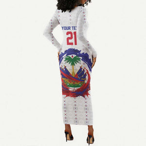 Custom Haiti Grenadye Alaso Long Sleeve Bodycon Dress White Nou Retounen Anko 1974-2026 - African Pride