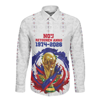 Custom Haiti Grenadye Alaso Long Sleeve Button Shirt White Nou Retounen Anko 1974-2026 - African Pride