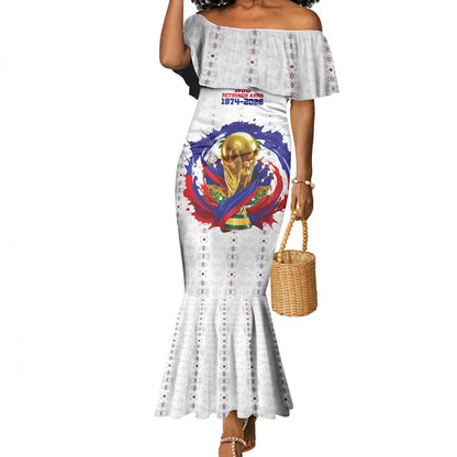 Custom Haiti Grenadye Alaso Mermaid Dress White Nou Retounen Anko 1974-2026 - African Pride