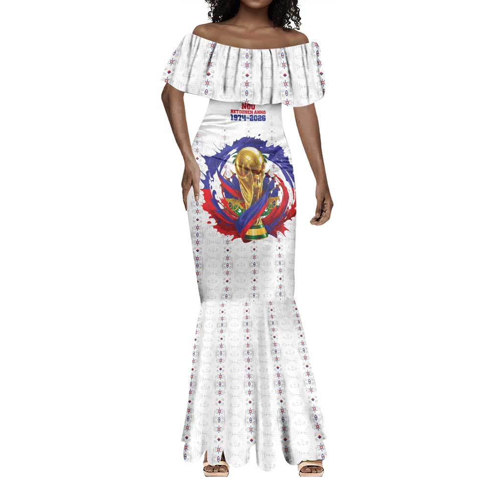 Custom Haiti Grenadye Alaso Mermaid Dress White Nou Retounen Anko 1974-2026 - African Pride
