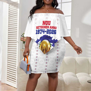 Custom Haiti Grenadye Alaso Off Shoulder Short Dress White Nou Retounen Anko 1974-2026 - African Pride