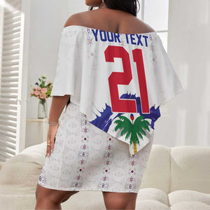 Custom Haiti Grenadye Alaso Off Shoulder Short Dress White Nou Retounen Anko 1974-2026 - African Pride