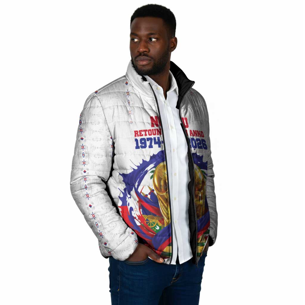 Custom Haiti Grenadye Alaso Padded Jacket White Nou Retounen Anko 1974-2026 - African Pride