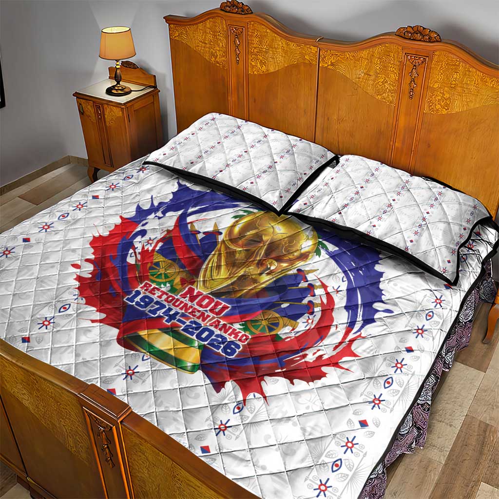 Haiti Grenadye Alaso Quilt Bed Set White Nou Retounen Anko 1974-2026 - African Pride