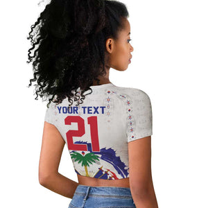 Custom Haiti Grenadye Alaso Raglan Cropped T shirt White Nou Retounen Anko 1974-2026 - African Pride