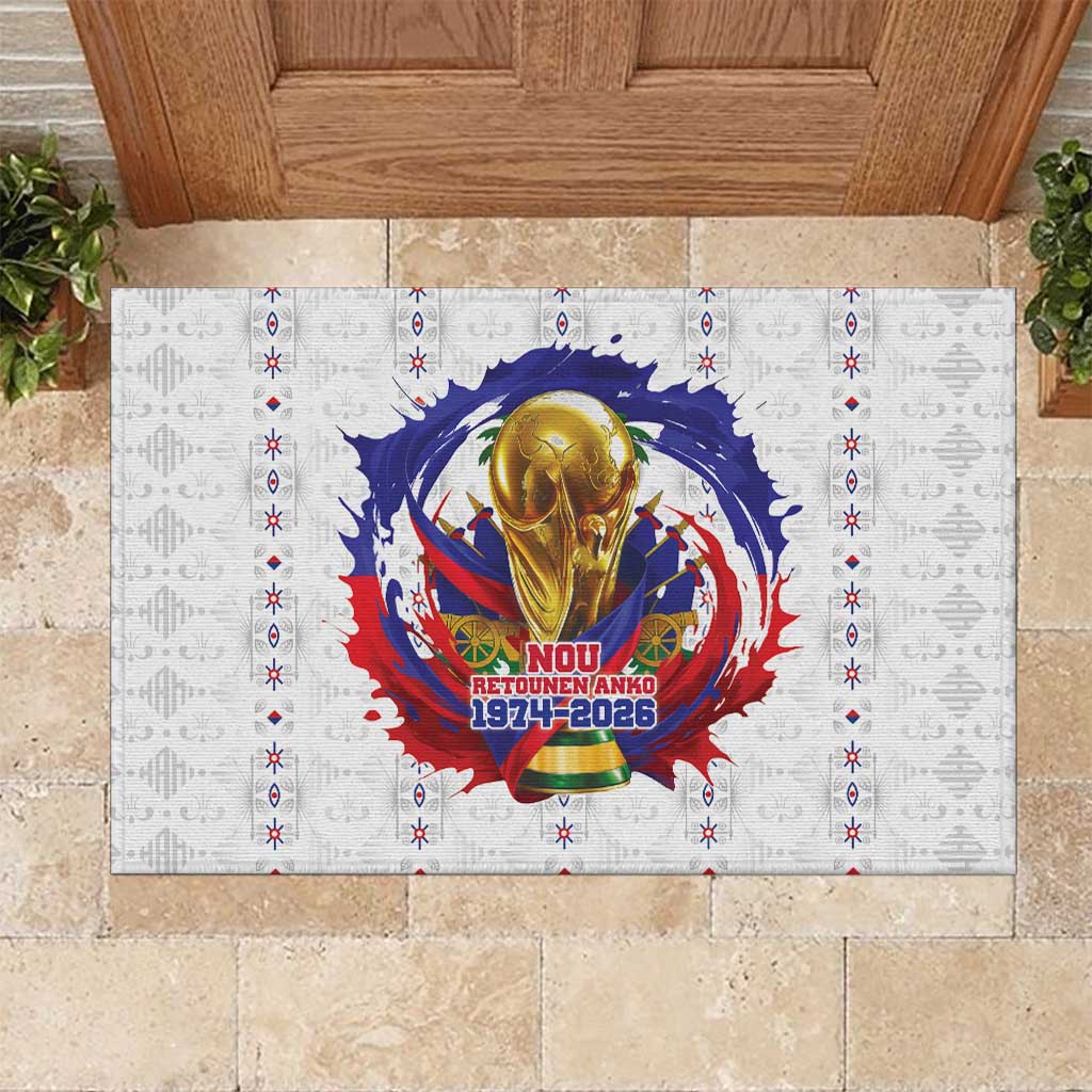 Haiti Grenadye Alaso Rubber Doormat White Nou Retounen Anko 1974-2026 - African Pride