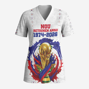 Custom Haiti Grenadye Alaso Scrub Top White Nou Retounen Anko 1974-2026 - African Pride