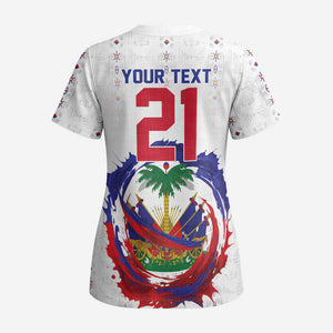 Custom Haiti Grenadye Alaso Scrub Top White Nou Retounen Anko 1974-2026 - African Pride