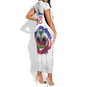 Custom Haiti Grenadye Alaso Short Sleeve Bodycon Dress White Nou Retounen Anko 1974-2026 - African Pride