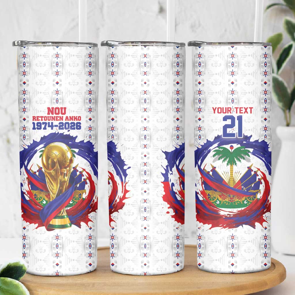 Custom Haiti Grenadye Alaso Skinny Tumbler White Nou Retounen Anko 1974-2026 - African Pride