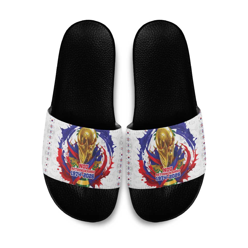 Haiti Grenadye Alaso Slide Sandals White Nou Retounen Anko 1974-2026 - African Pride