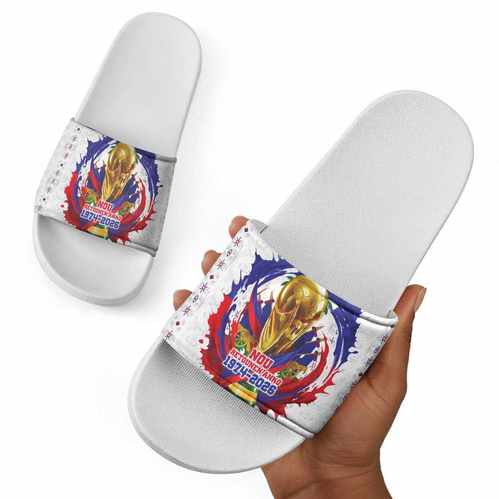 Haiti Grenadye Alaso Slide Sandals White Nou Retounen Anko 1974-2026 - African Pride