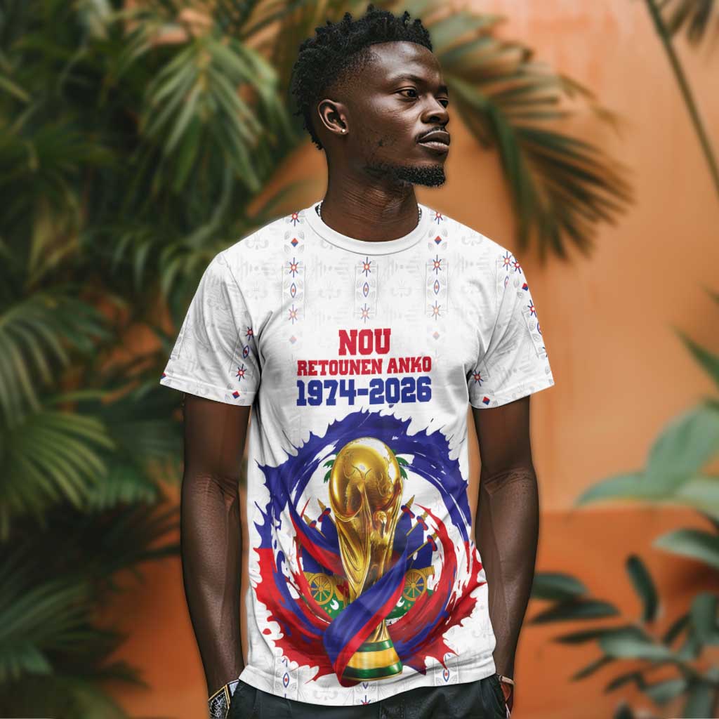 Custom Haiti Grenadye Alaso T shirt White Nou Retounen Anko 1974-2026 - African Pride