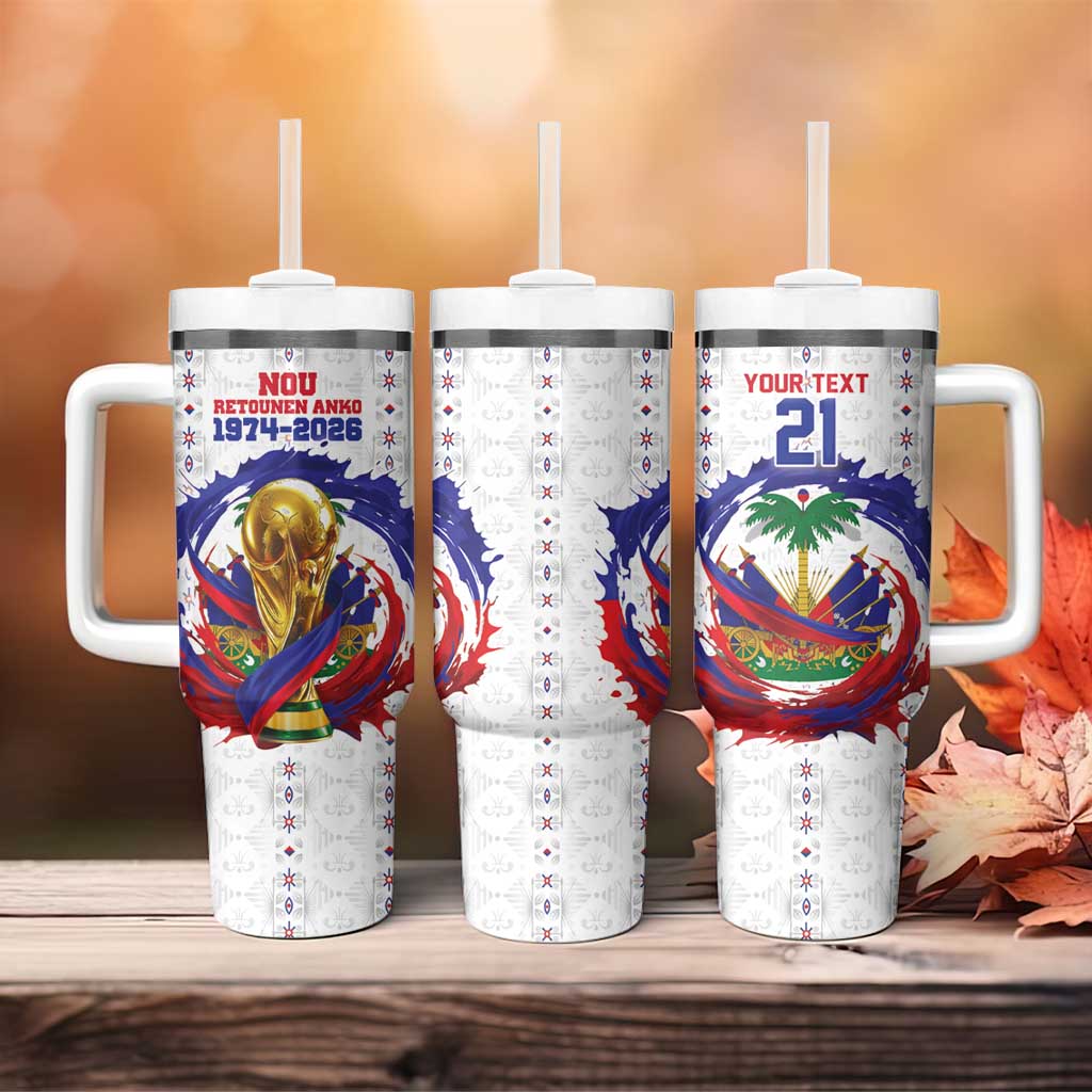 Custom Haiti Grenadye Alaso Tumbler With Handle White Nou Retounen Anko 1974-2026 - African Pride
