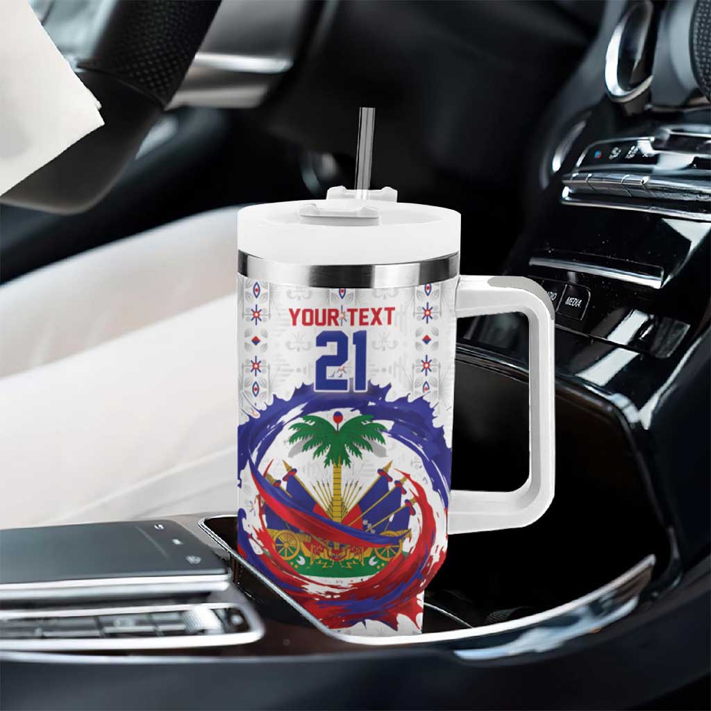 Custom Haiti Grenadye Alaso Tumbler With Handle White Nou Retounen Anko 1974-2026 - African Pride