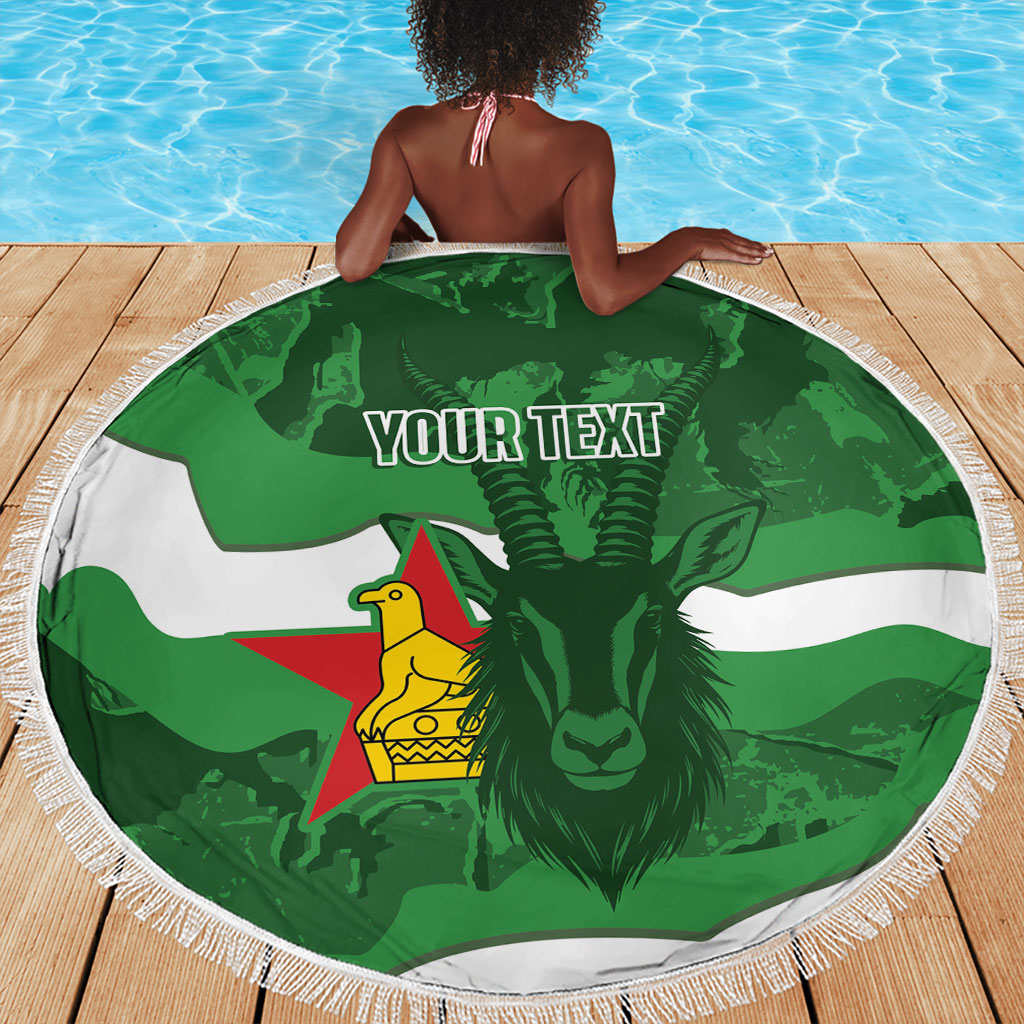 Custom Zimbabwe Rugby 2026 Beach Blanket Go Sables Sporty Grunge Style