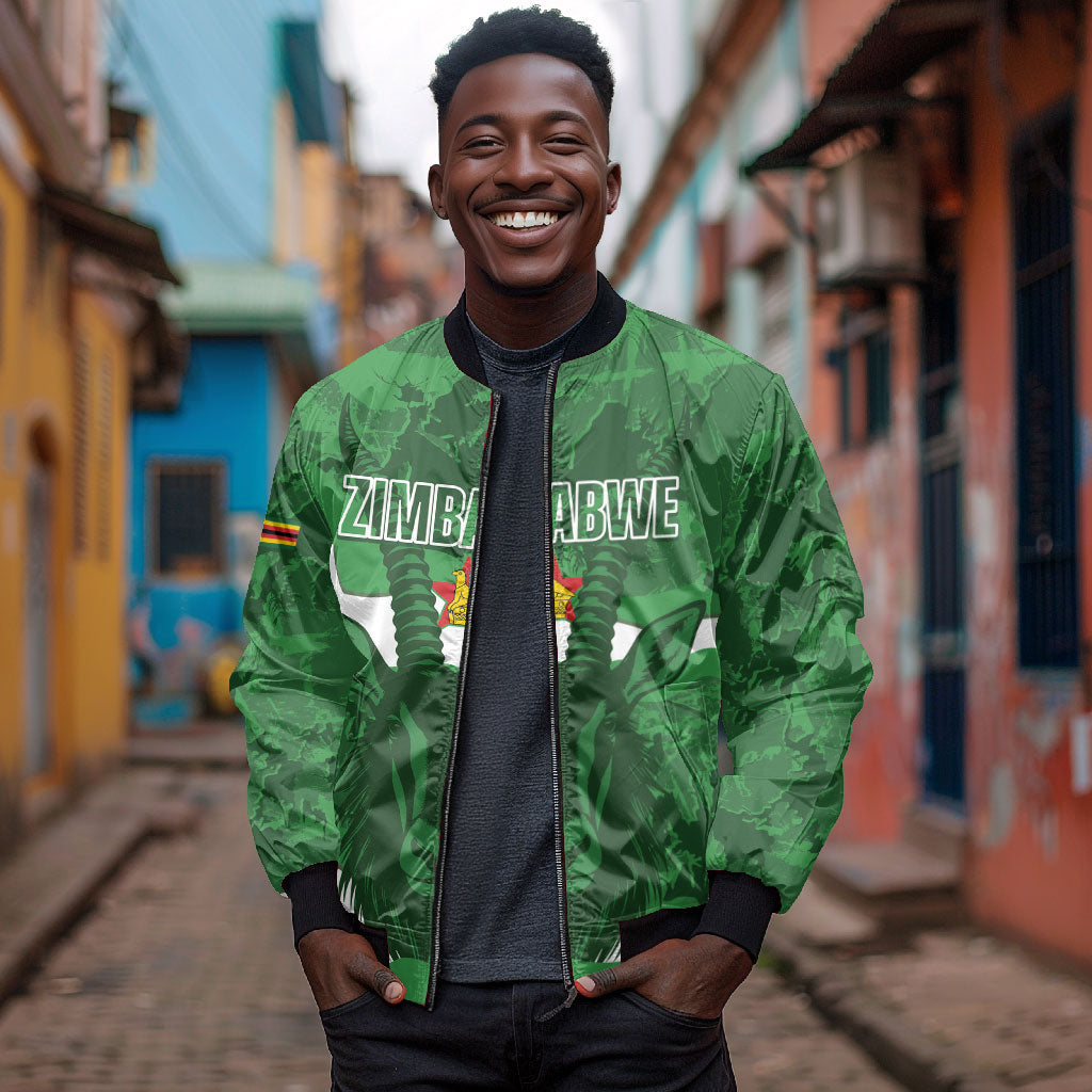 Custom Zimbabwe Rugby 2026 Bomber Jacket Go Sables Sporty Grunge Style
