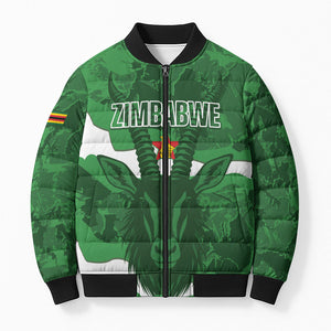 Custom Zimbabwe Rugby 2026 Bomber Puffer Jacket Go Sables Sporty Grunge Style