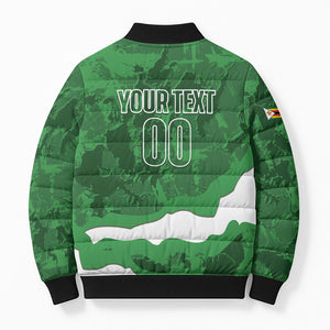 Custom Zimbabwe Rugby 2026 Bomber Puffer Jacket Go Sables Sporty Grunge Style