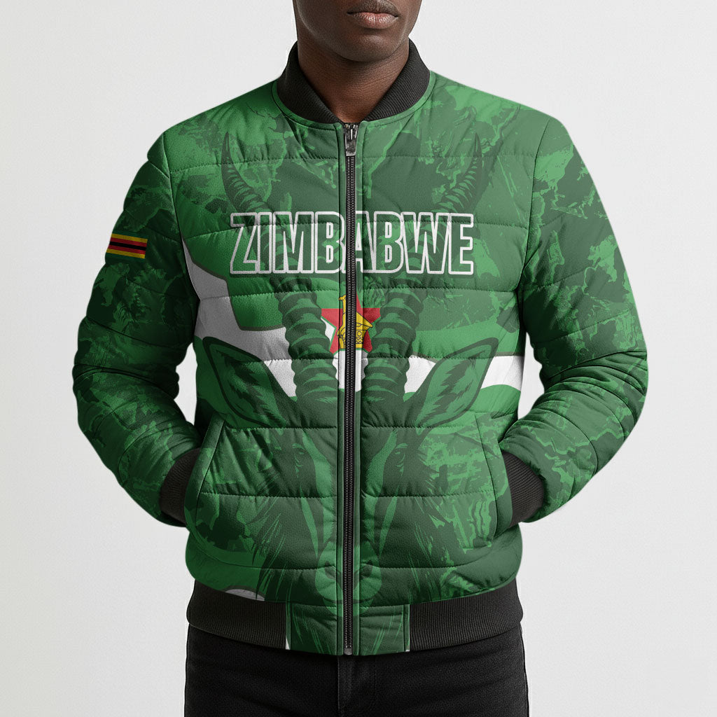 Custom Zimbabwe Rugby 2026 Bomber Puffer Jacket Go Sables Sporty Grunge Style