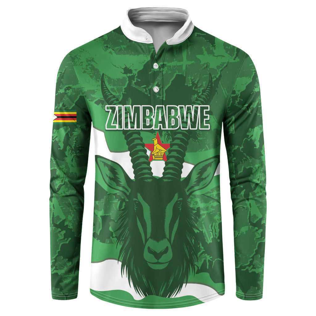 Custom Zimbabwe Rugby 2026 Button Sweatshirt Go Sables Sporty Grunge Style