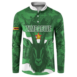 Custom Zimbabwe Rugby 2026 Button Sweatshirt Go Sables Sporty Grunge Style