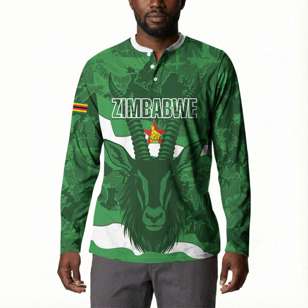 Custom Zimbabwe Rugby 2026 Button Sweatshirt Go Sables Sporty Grunge Style