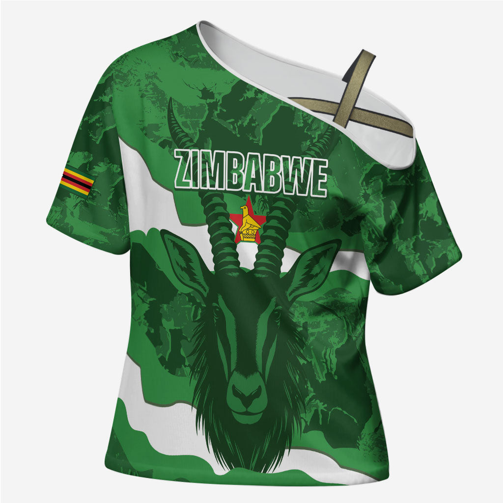 Custom Zimbabwe Rugby 2026 Cross Shoulder Shirt Go Sables Sporty Grunge Style