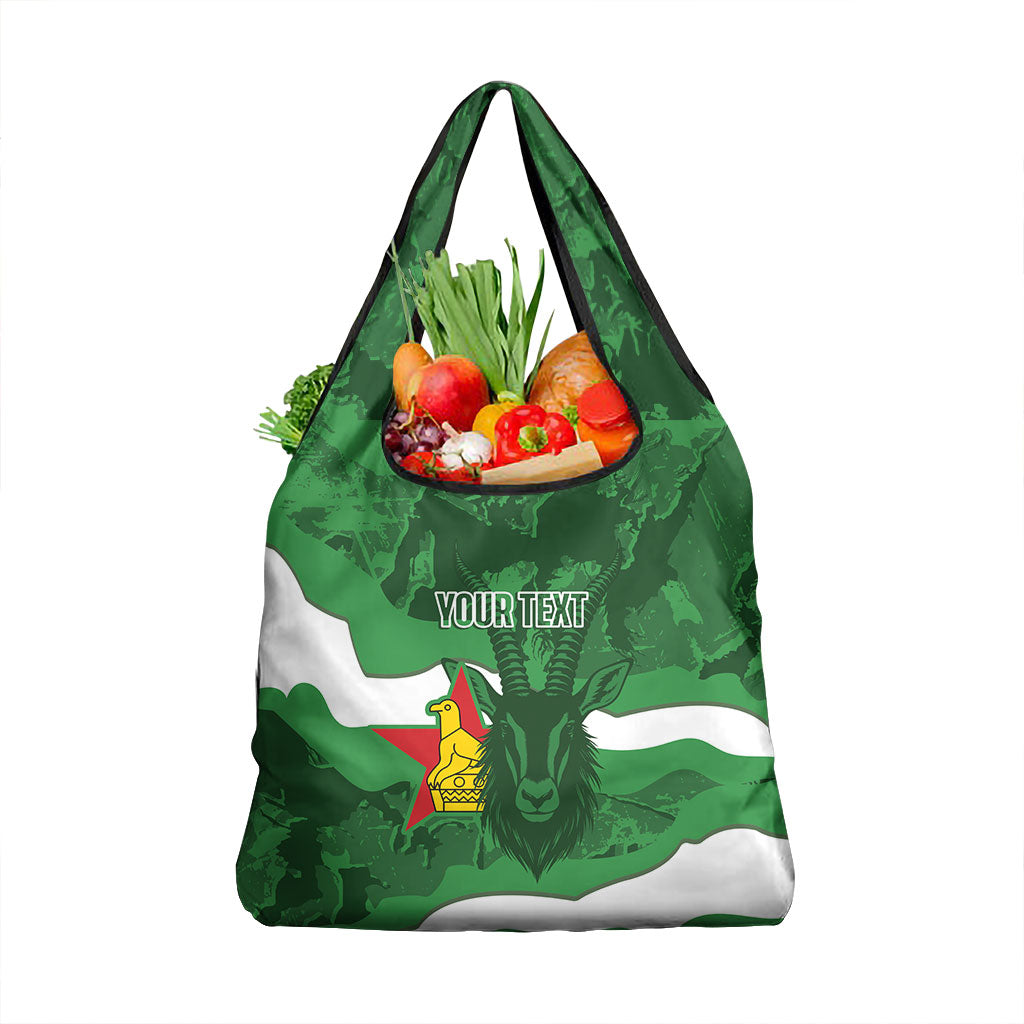 Custom Zimbabwe Rugby 2026 Grocery Bag Go Sables Sporty Grunge Style