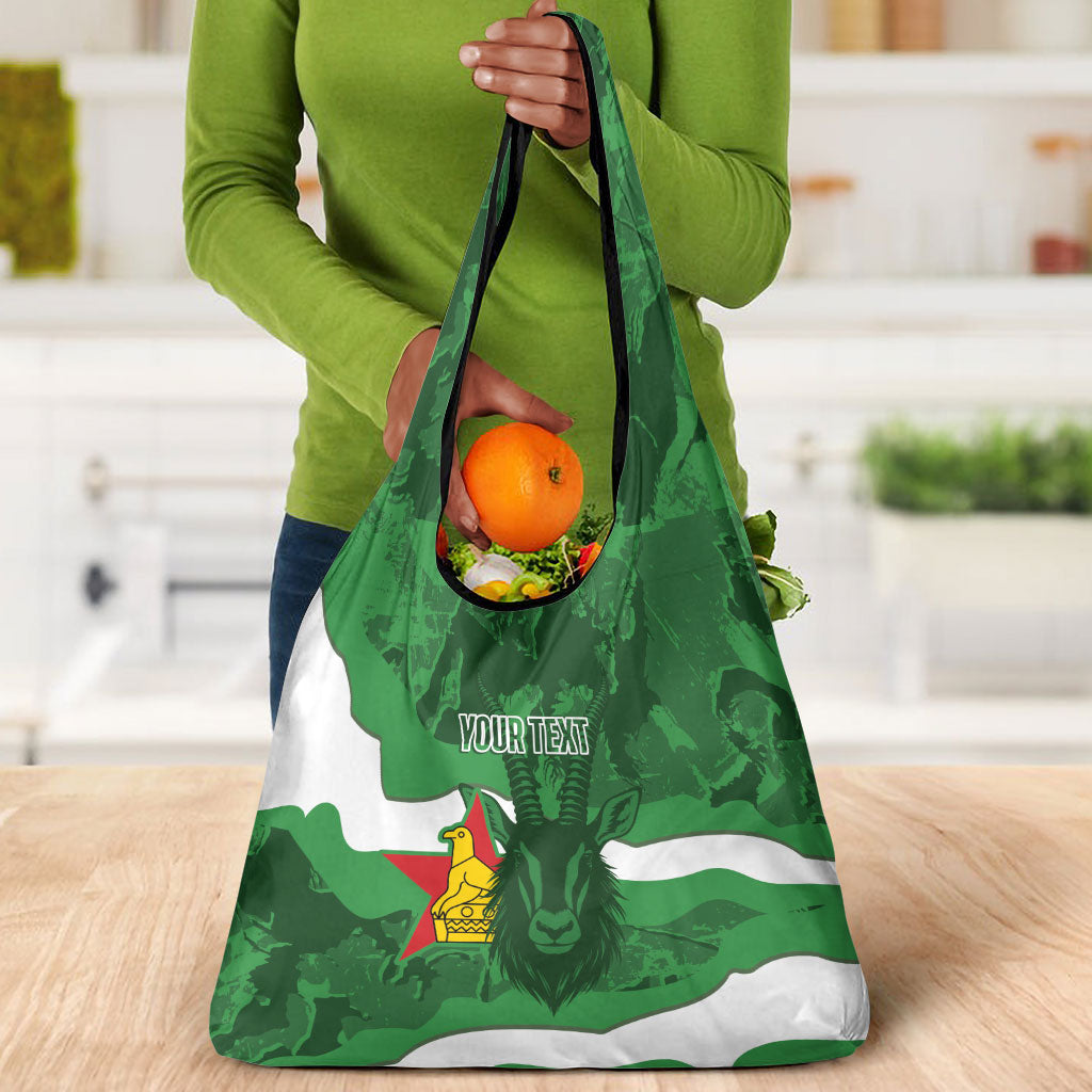 Custom Zimbabwe Rugby 2026 Grocery Bag Go Sables Sporty Grunge Style