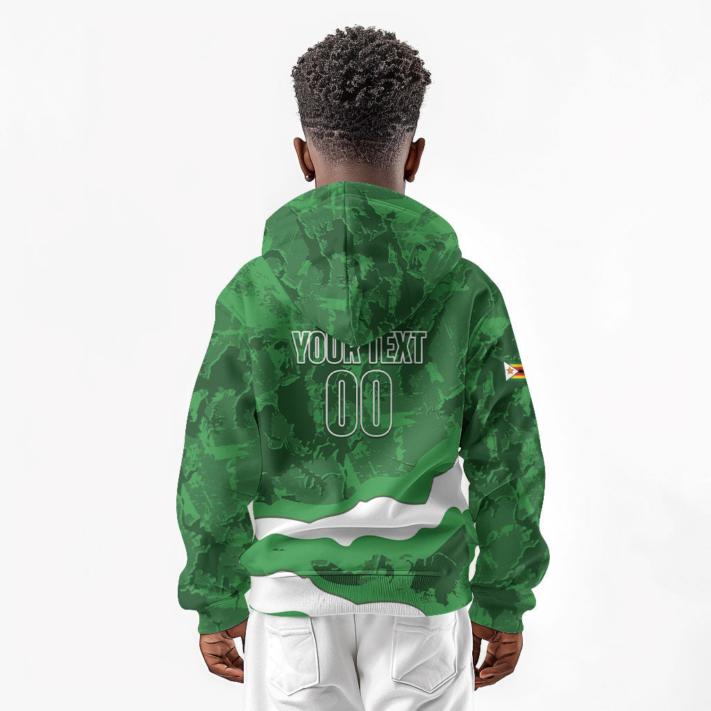 Custom Zimbabwe Rugby 2026 Kid Hoodie Go Sables Sporty Grunge Style