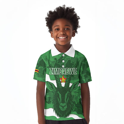 Custom Zimbabwe Rugby 2026 Kid Polo Shirt Go Sables Sporty Grunge Style
