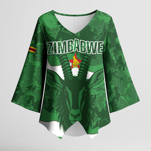 Custom Zimbabwe Rugby 2026 Kimono Sleeve Blouse Go Sables Sporty Grunge Style