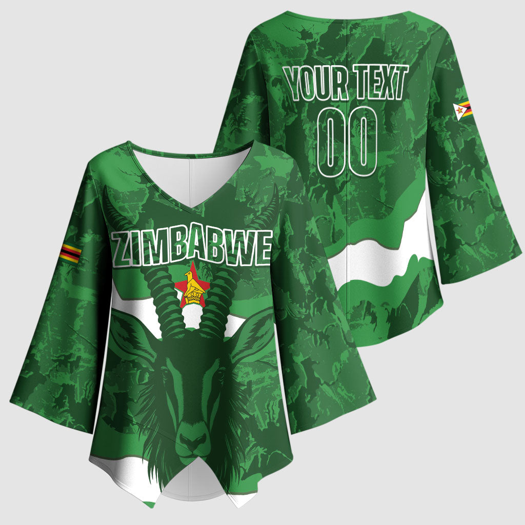 Custom Zimbabwe Rugby 2026 Kimono Sleeve Blouse Go Sables Sporty Grunge Style