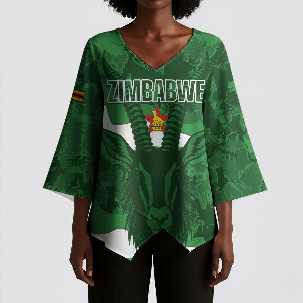 Custom Zimbabwe Rugby 2026 Kimono Sleeve Blouse Go Sables Sporty Grunge Style