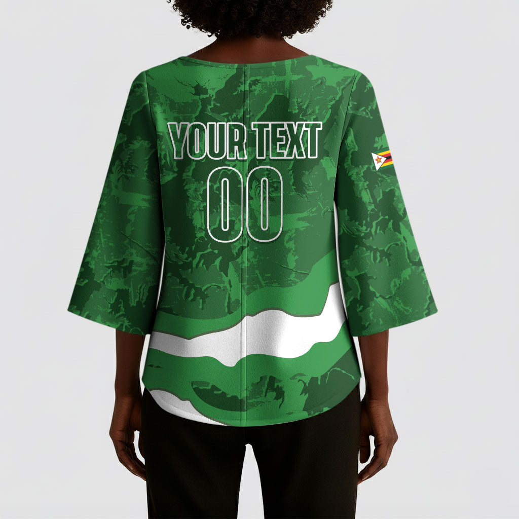 Custom Zimbabwe Rugby 2026 Kimono Sleeve Blouse Go Sables Sporty Grunge Style