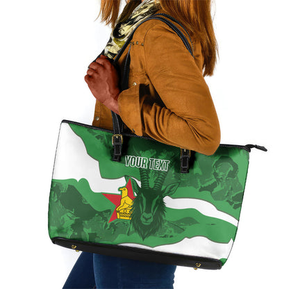 Custom Zimbabwe Rugby 2026 Leather Tote Bag Go Sables Sporty Grunge Style