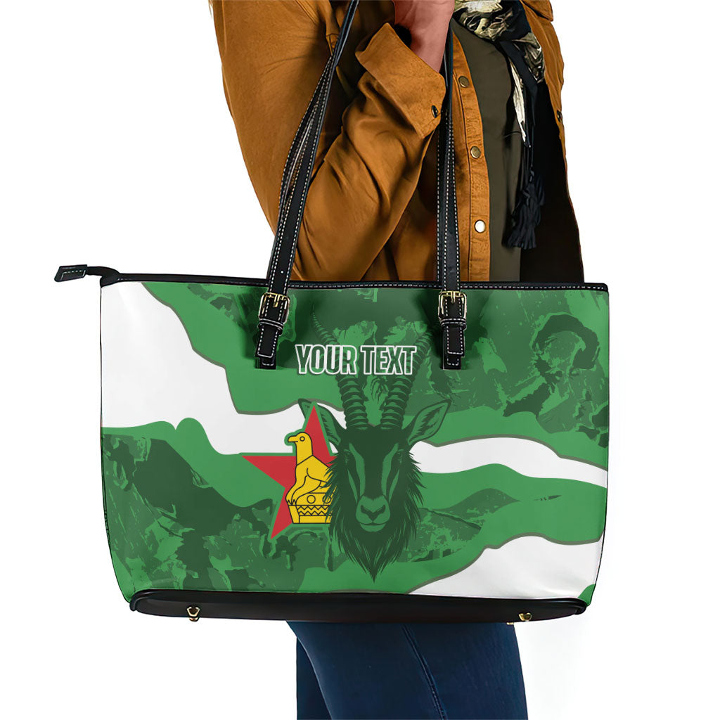 Custom Zimbabwe Rugby 2026 Leather Tote Bag Go Sables Sporty Grunge Style