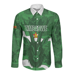 Custom Zimbabwe Rugby 2026 Long Sleeve Button Shirt Go Sables Sporty Grunge Style