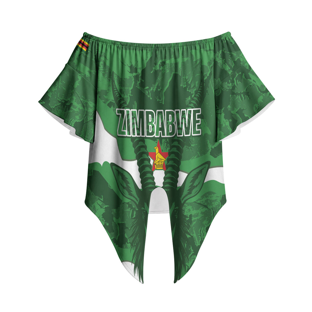 Custom Zimbabwe Rugby 2026 Off Shoulder Wrap Waist Top Go Sables Sporty Grunge Style