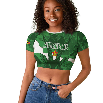 Custom Zimbabwe Rugby 2026 Raglan Cropped T shirt Go Sables Sporty Grunge Style