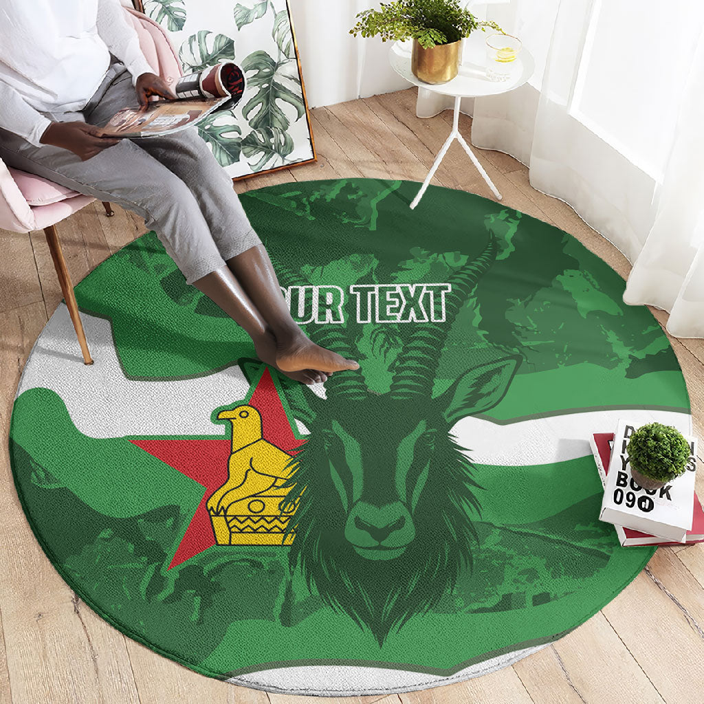 Custom Zimbabwe Rugby 2026 Round Carpet Go Sables Sporty Grunge Style