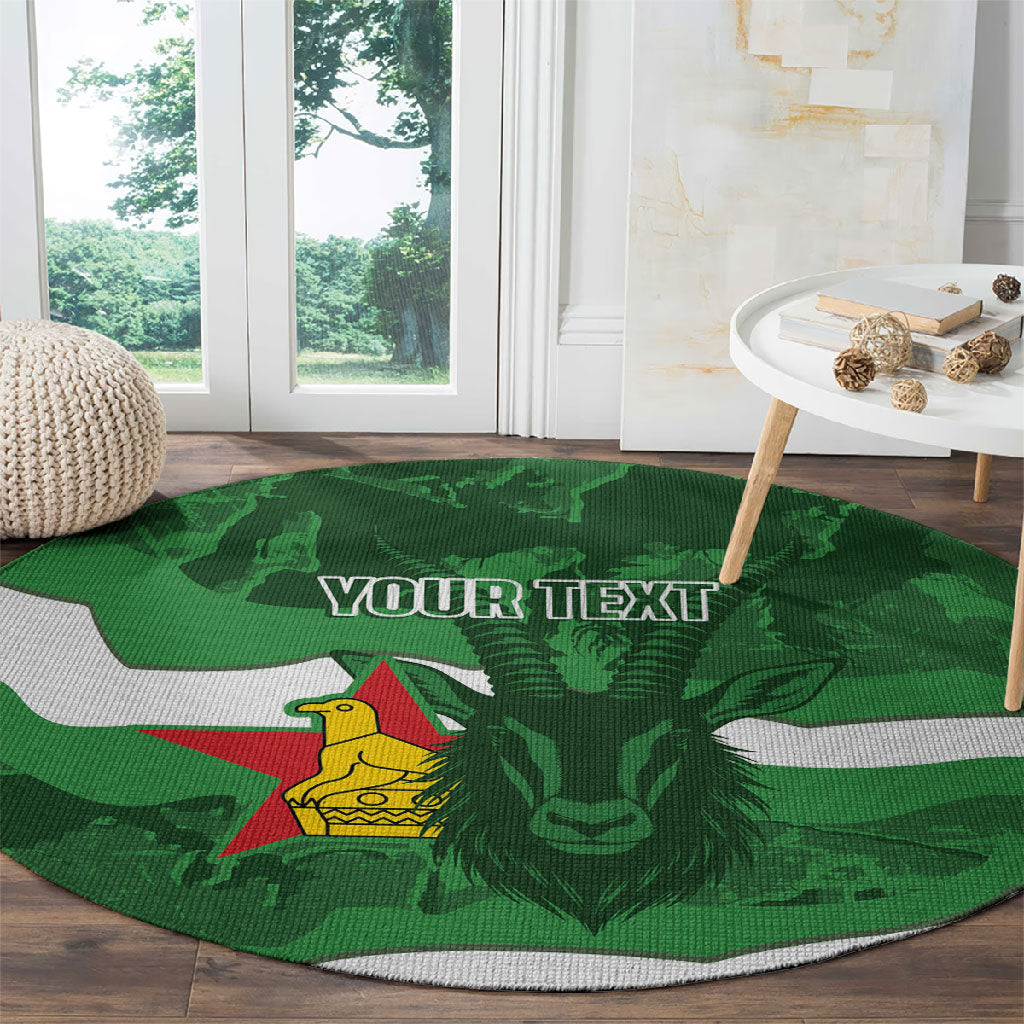 Custom Zimbabwe Rugby 2026 Round Carpet Go Sables Sporty Grunge Style