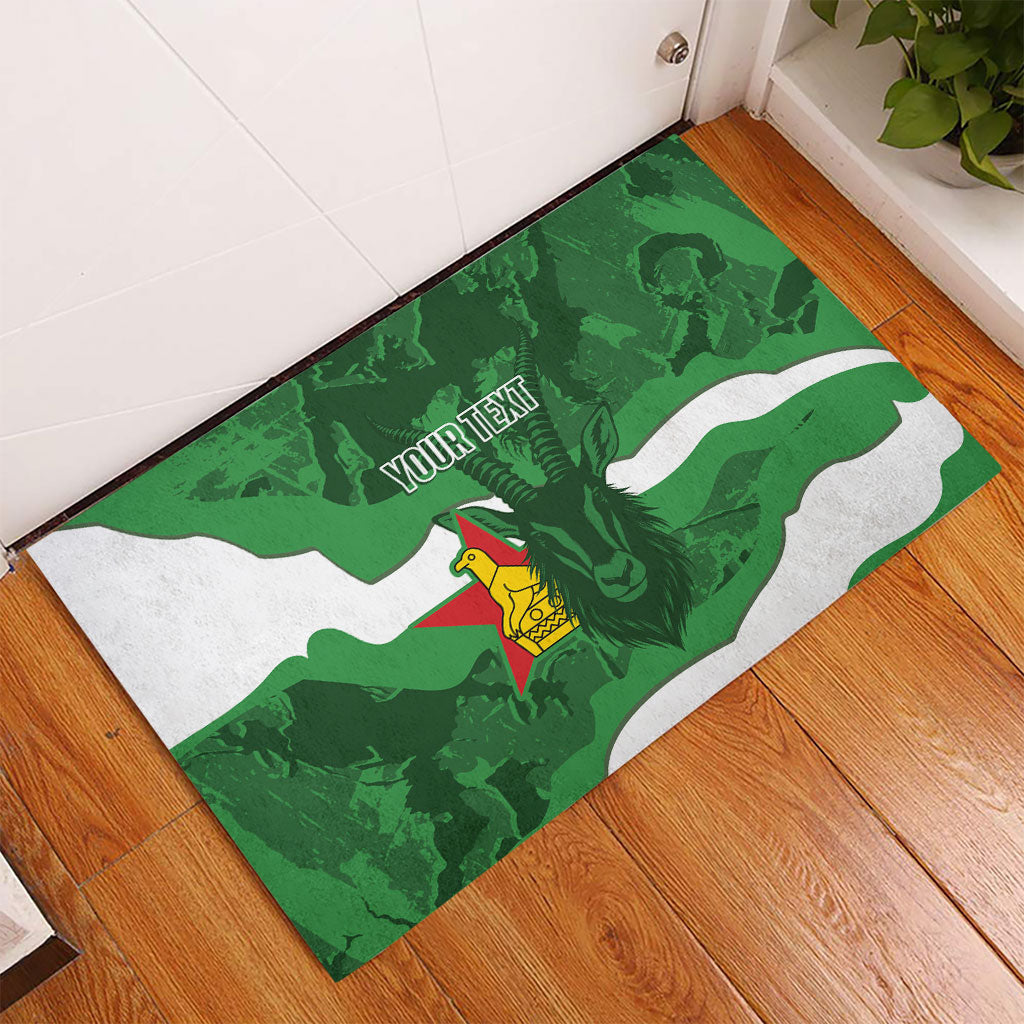 Custom Zimbabwe Rugby 2026 Rubber Doormat Go Sables Sporty Grunge Style