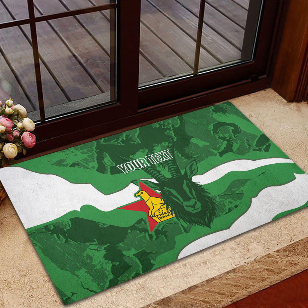 Custom Zimbabwe Rugby 2026 Rubber Doormat Go Sables Sporty Grunge Style