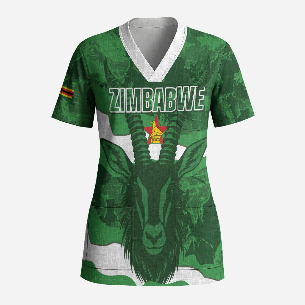 Custom Zimbabwe Rugby 2026 Scrub Top Go Sables Sporty Grunge Style